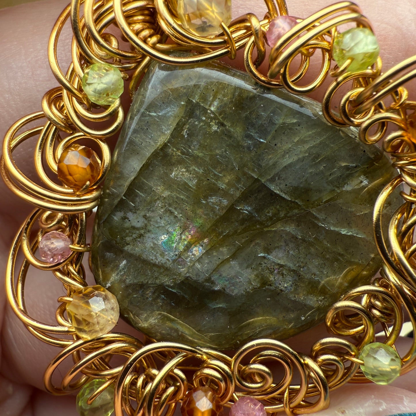 in the waiting woods - labradorite teardrop pendant