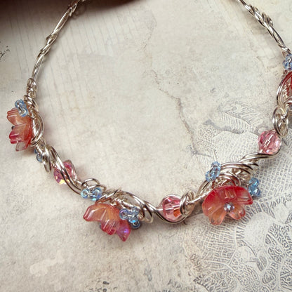 under summer skies: red floral bracelet #2
