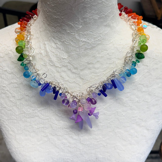 Mermaid Summer - rainbow cascade necklace #3