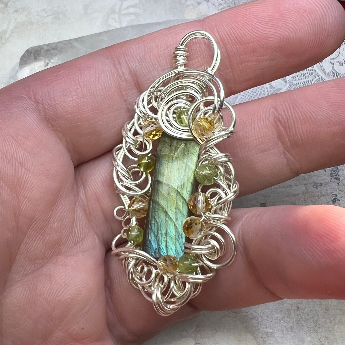 Petite Labradorite Pendant #9