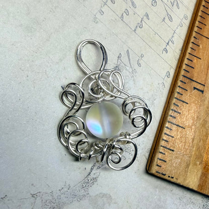 Mermaid Summer - white mermaid glass pendant