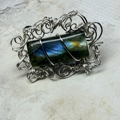 Labradorite broach - rectangle