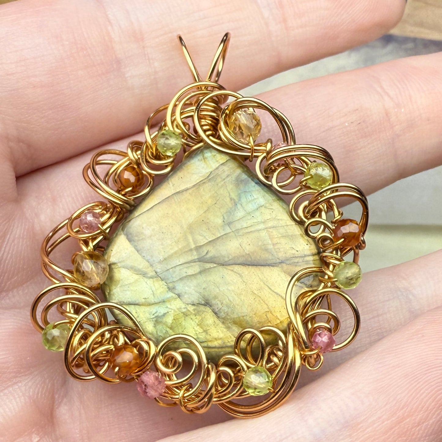 in the waiting woods - labradorite teardrop pendant