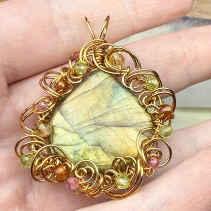 in the waiting woods - labradorite teardrop pendant
