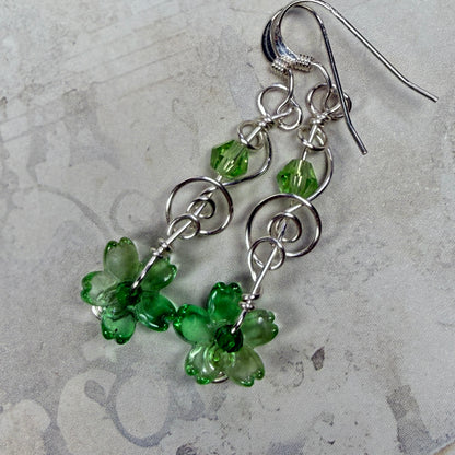 under summer skies: green flower earrings