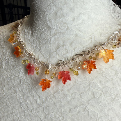on autumn winds: red and orange necklace