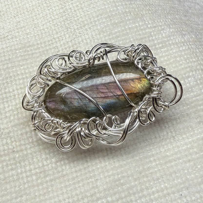 Labradorite broach - purple