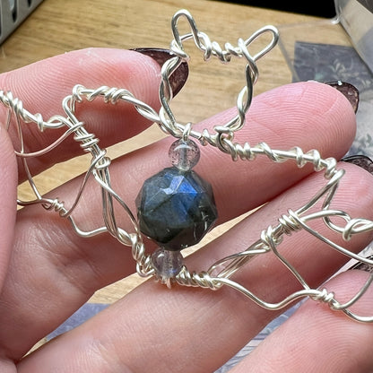 Bat Pendant - dark labradorite