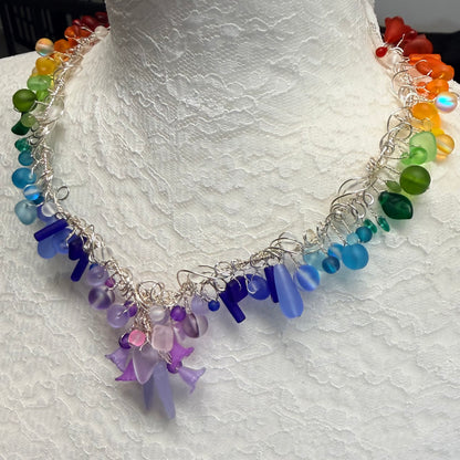 Mermaid Summer - rainbow cascade necklace #3