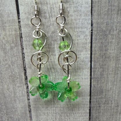 under summer skies: green flower earrings
