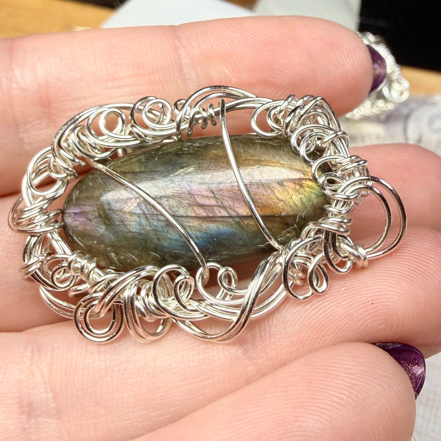 Labradorite broach - purple