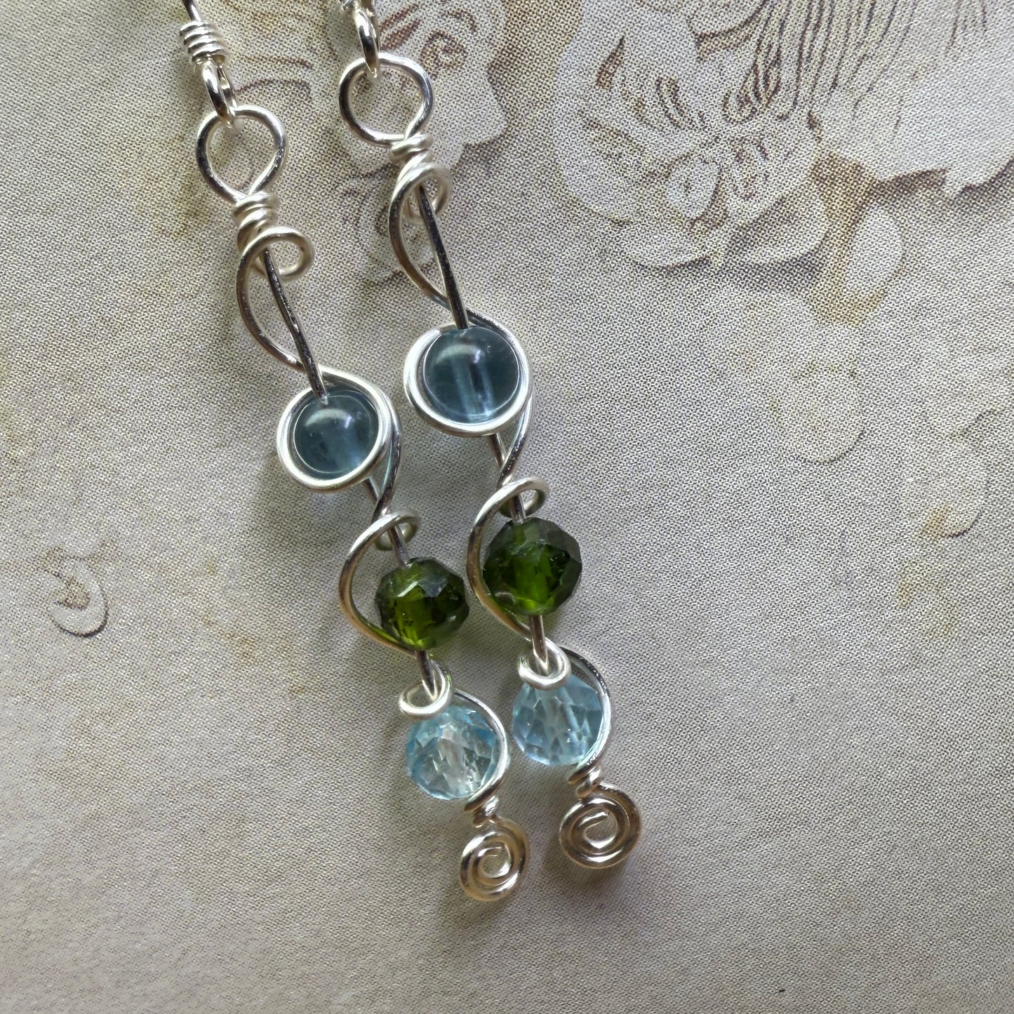 Fluorite/Diopside/Topaz earrings