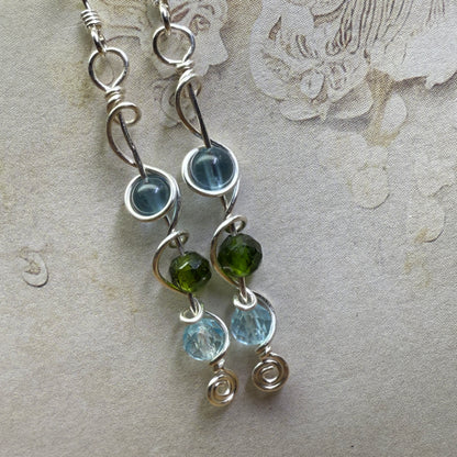 Fluorite/Diopside/Topaz earrings