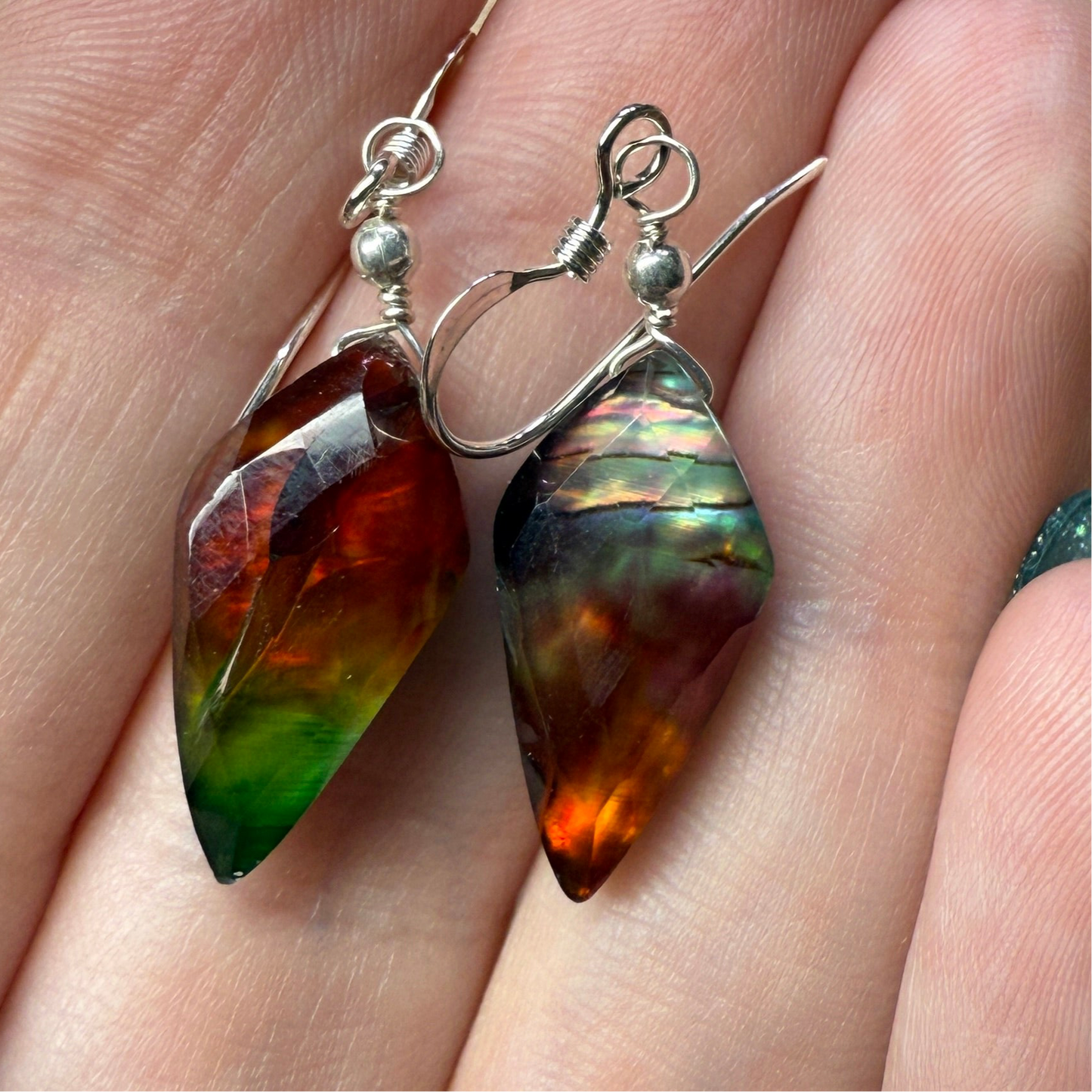 on the turning tide - green aurora earrings