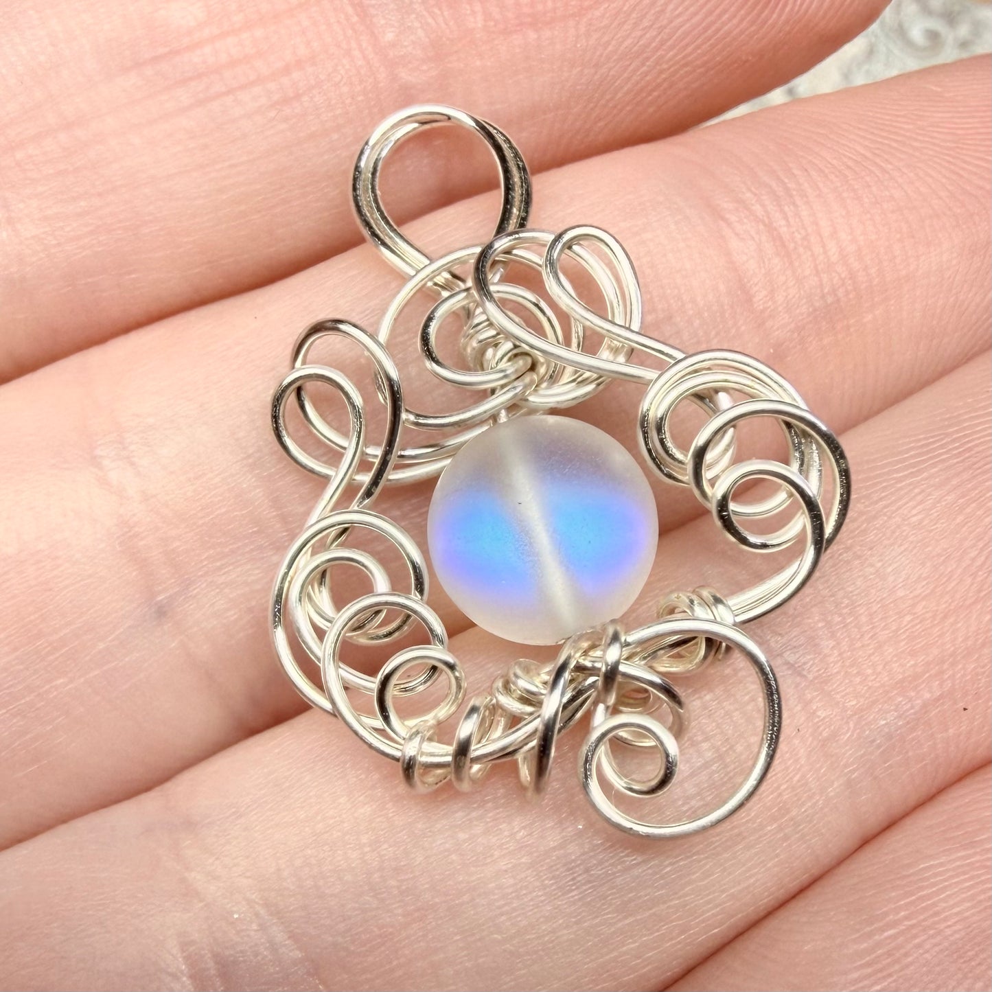 Mermaid Summer - white mermaid glass pendant