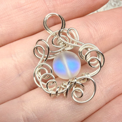 Mermaid Summer - white mermaid glass pendant