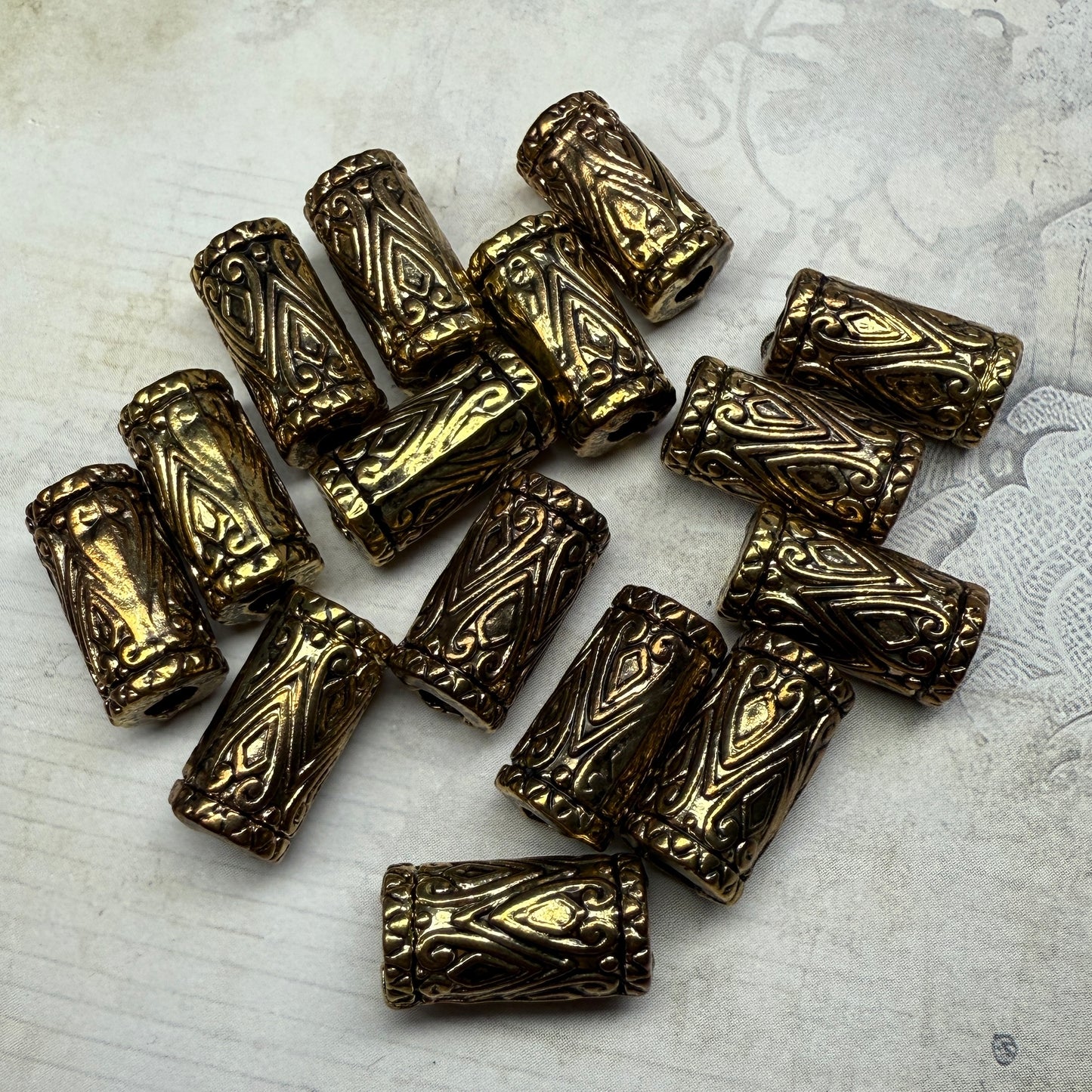 Vintage Metallic Gold Tube Beads