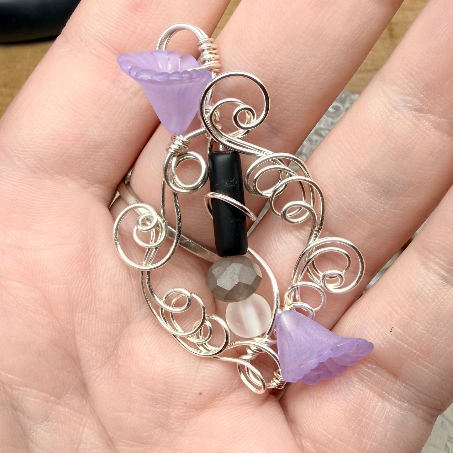 Mermaid Summer - purple/grey/black/white pendant