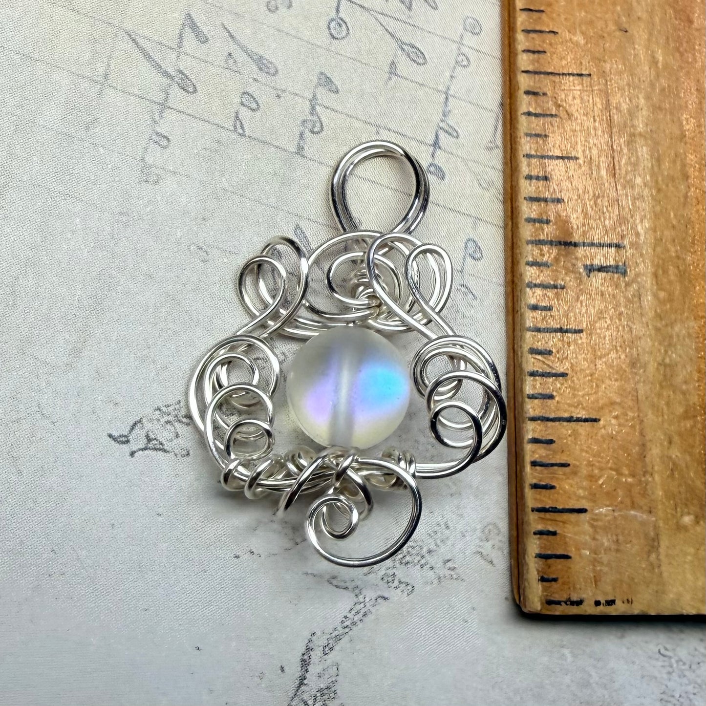 Mermaid Summer - white mermaid glass pendant