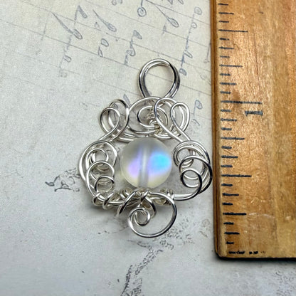 Mermaid Summer - white mermaid glass pendant