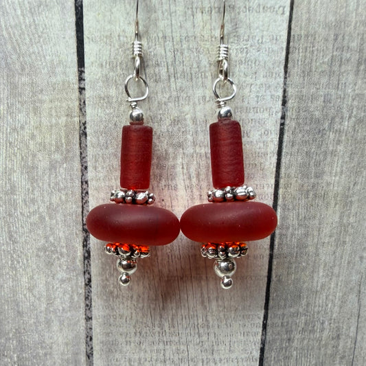 Mermaid Summer - red earrings