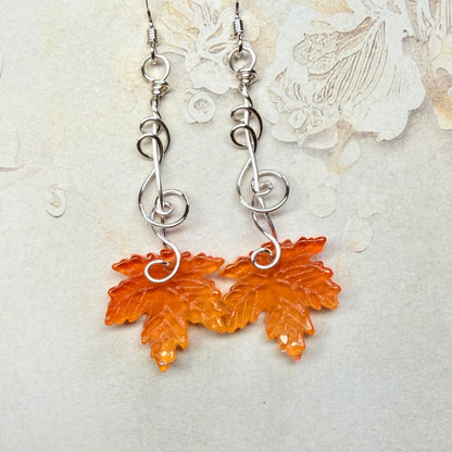 on autumn winds: orange leaf earrings