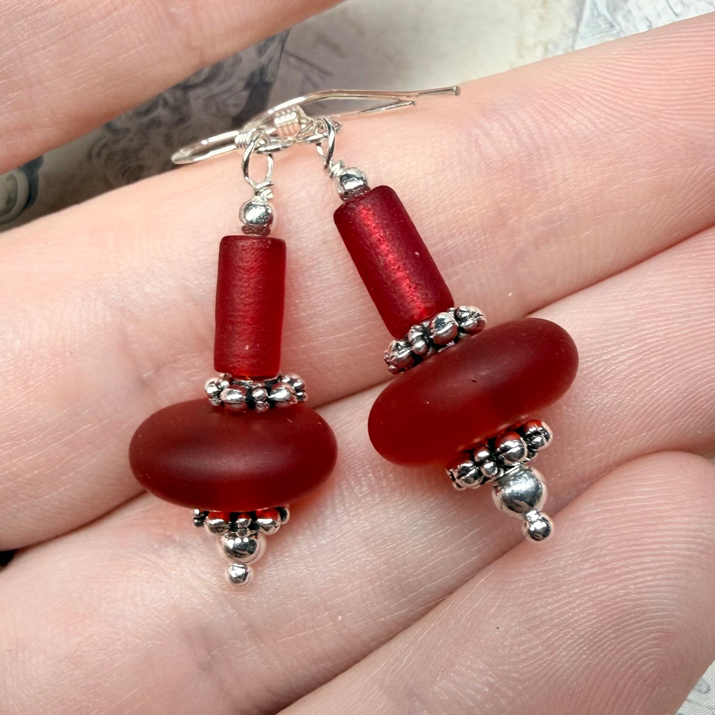 Mermaid Summer - red earrings
