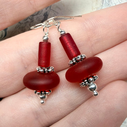 Mermaid Summer - red earrings