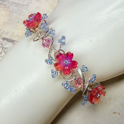 under summer skies: red floral bracelet #3