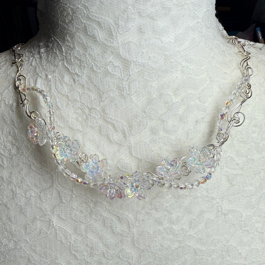 under summer skies: clear floral necklace