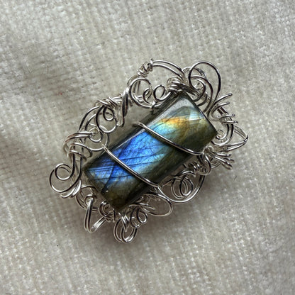 Labradorite broach - rectangle