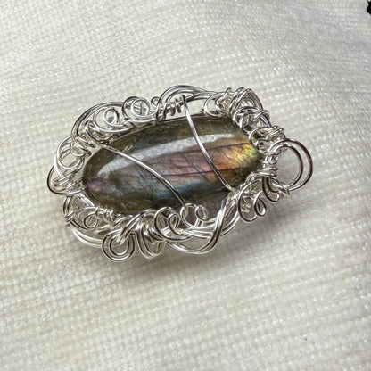 Labradorite broach - purple
