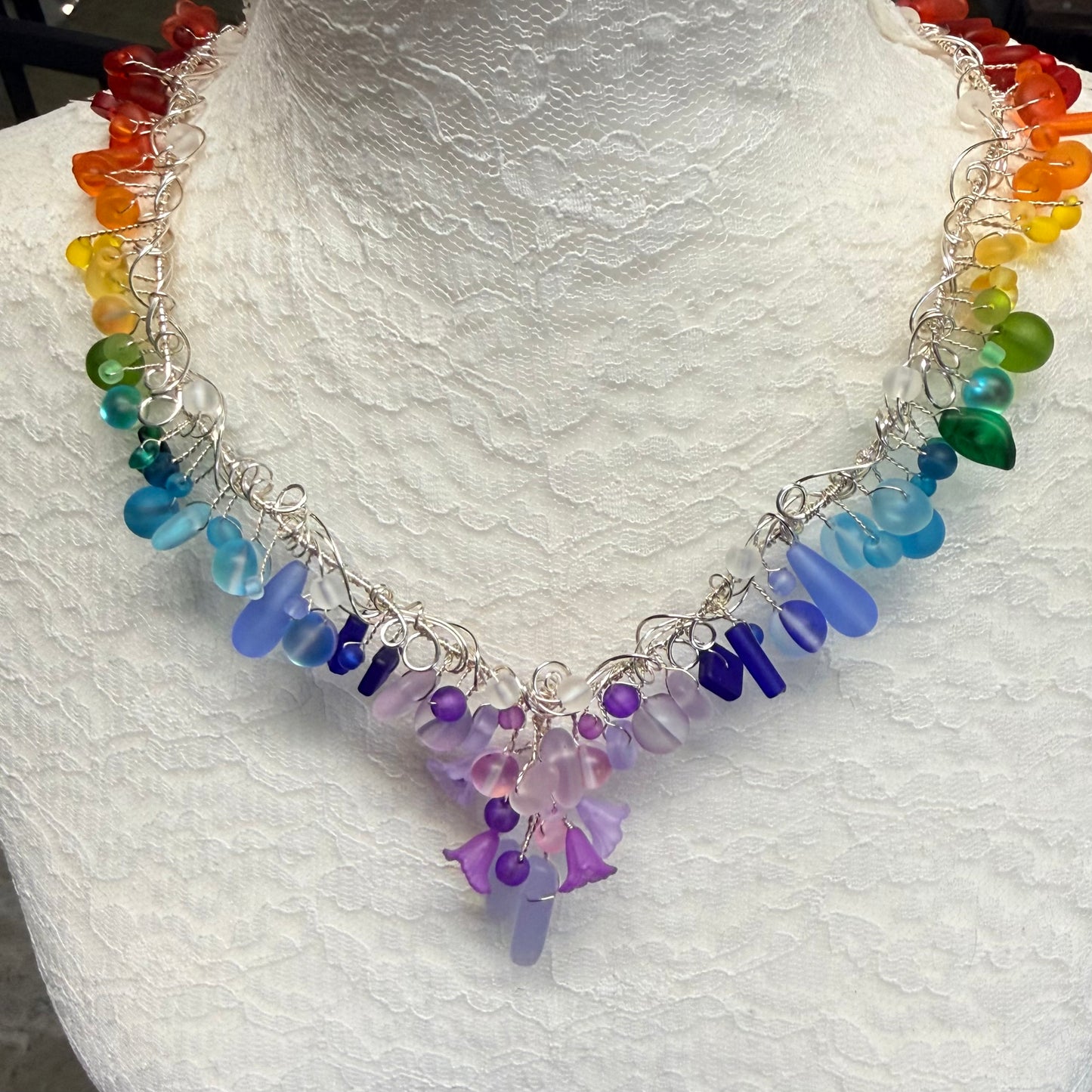Mermaid Summer - rainbow cascade necklace #2
