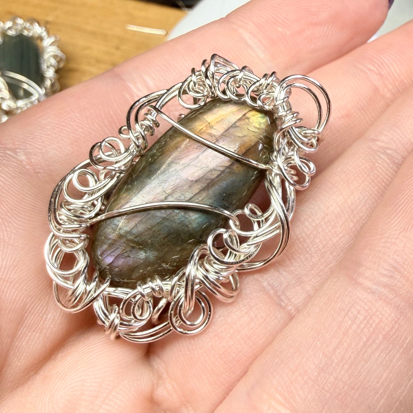 Labradorite broach - purple