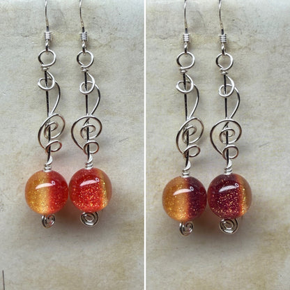 Color-changing sunset earrings - your choice of bright silver or harvest gold wire