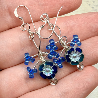 under summer skies: blue floral earrings