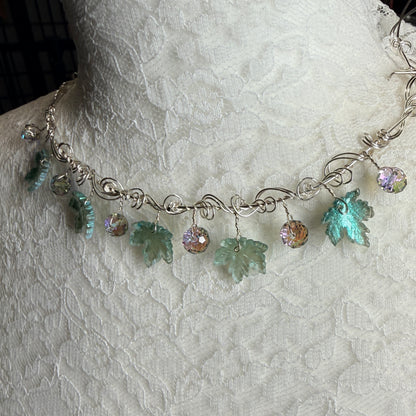 on autumn winds: pale teal necklace