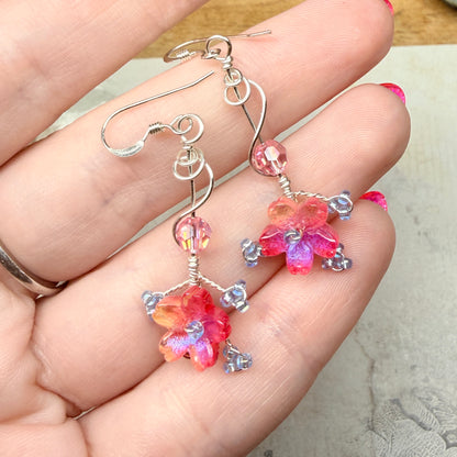 under summer skies: red floral earrings