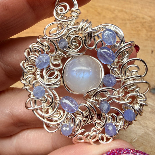 Moonstone & tanzanite pendant
