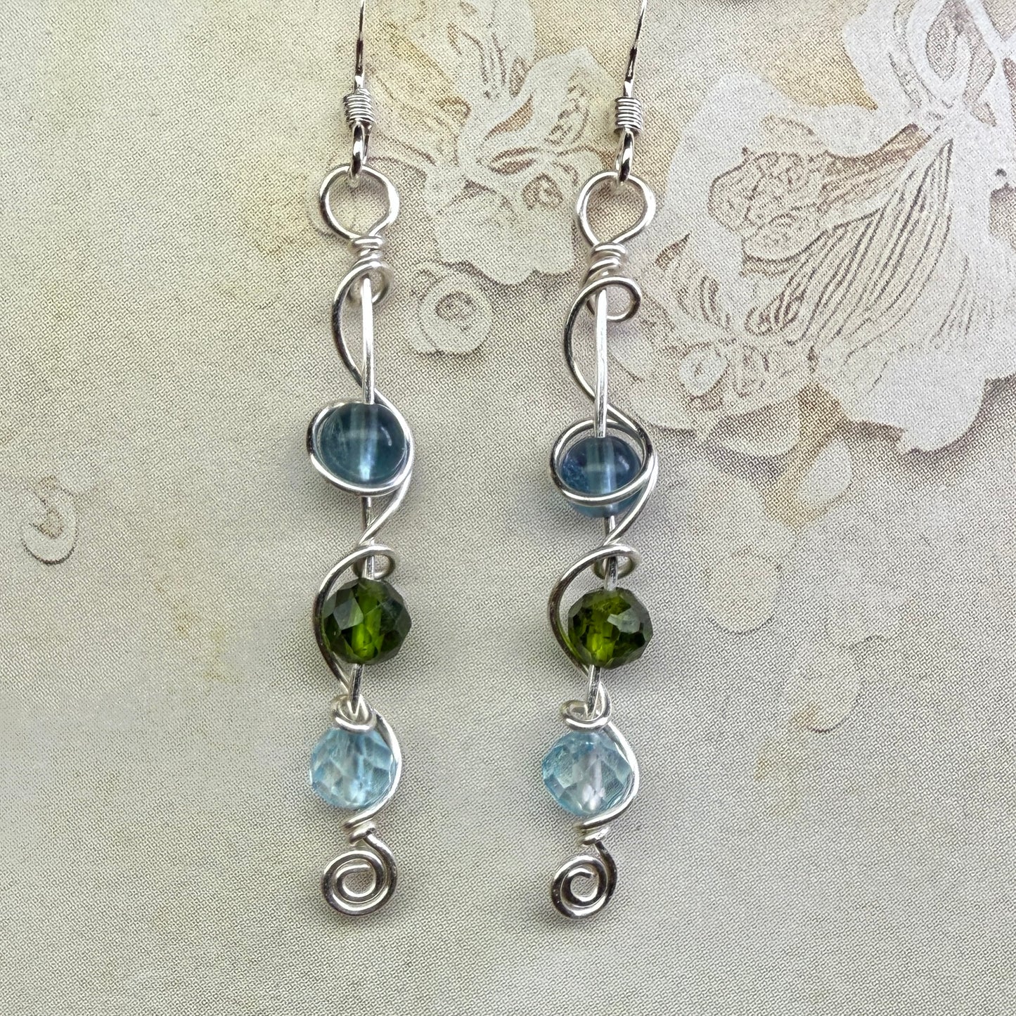 Fluorite/Diopside/Topaz earrings