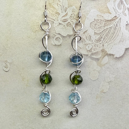 Fluorite/Diopside/Topaz earrings