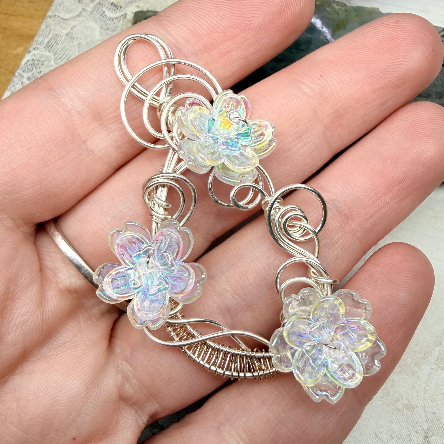 under summer skies: clear floral pendant #2