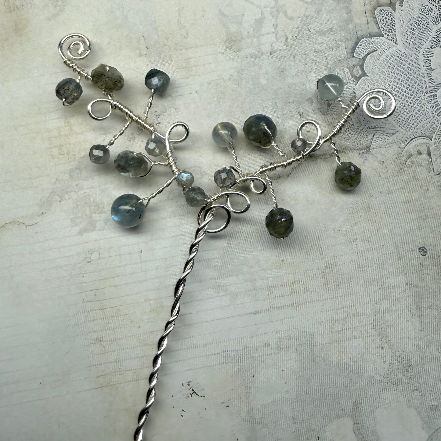 Hair ornament - labradorite
