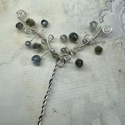Hair ornament - labradorite
