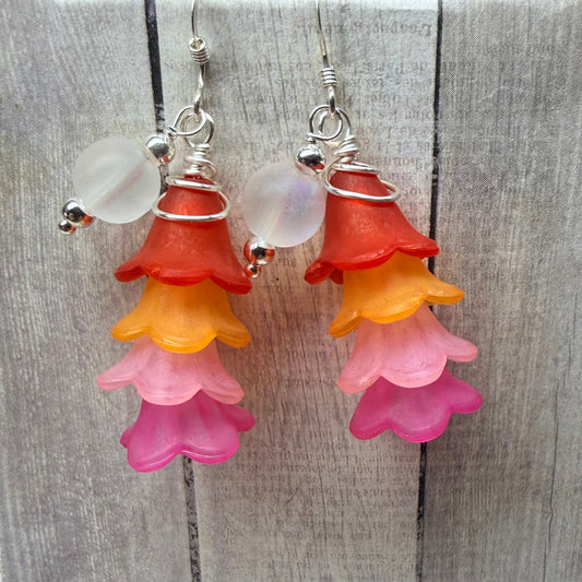 Mermaid Summer - sunset flower earrings