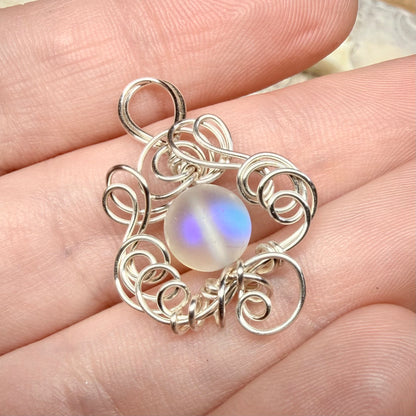 Mermaid Summer - white mermaid glass pendant