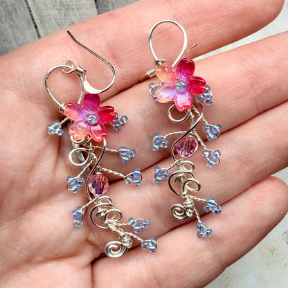 under summer skies: red floral earrings #2