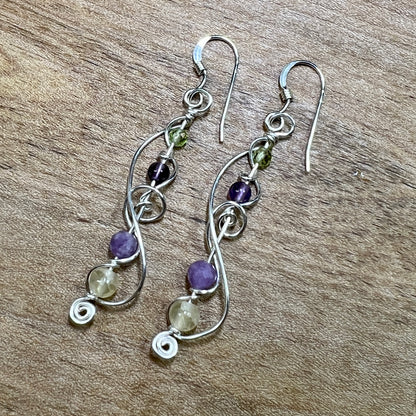 Ombré earrings - purple & yellow