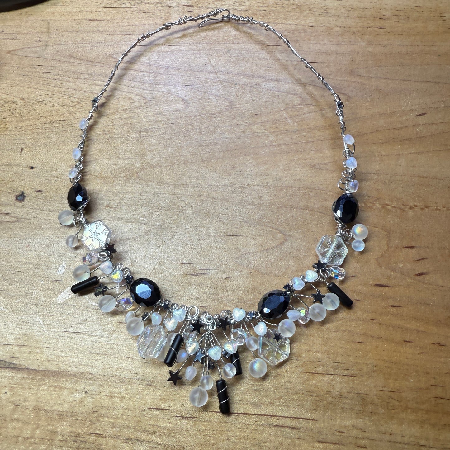 Black and white cascade necklace