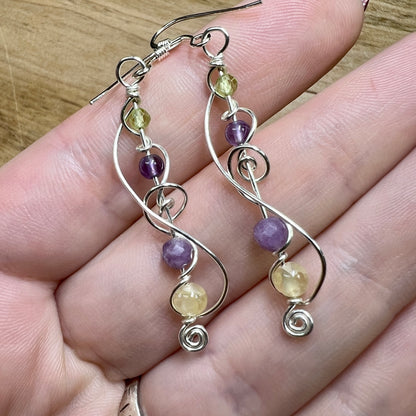 Ombré earrings - purple & yellow